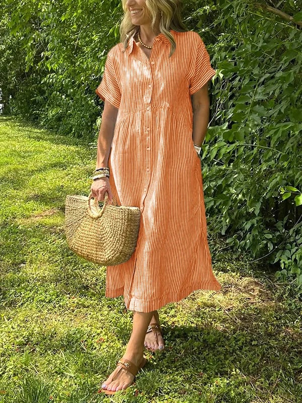Vanessa - Striped Button-Up Dress