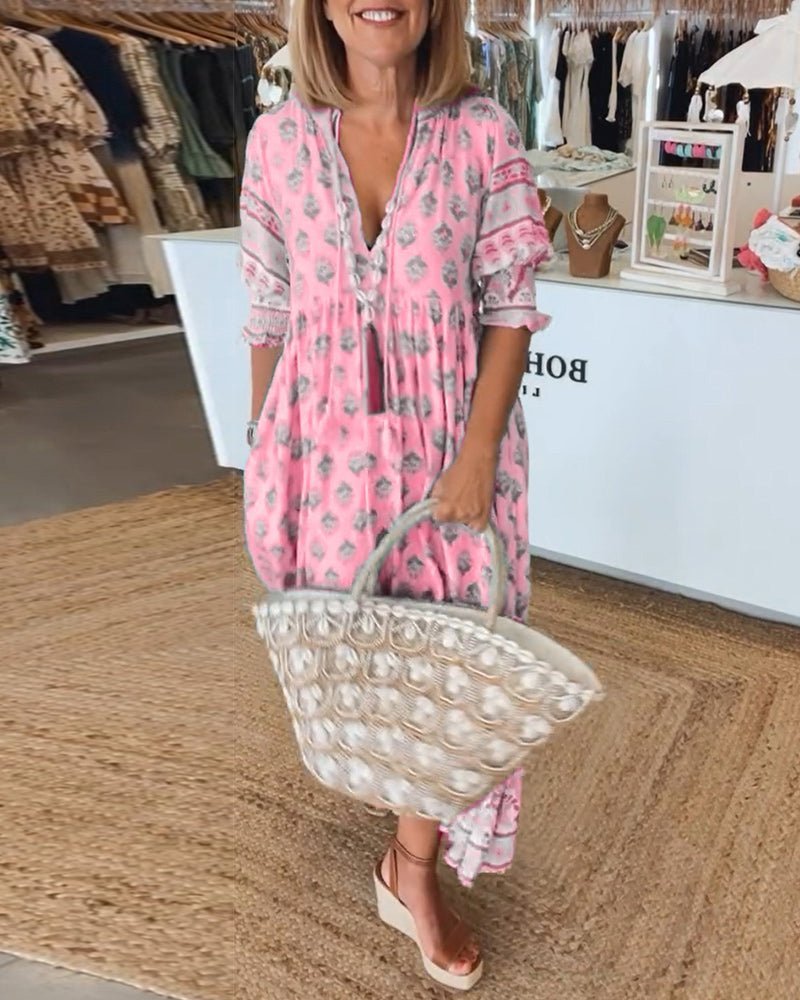 Thea – Chic Floral V-Neck Dress