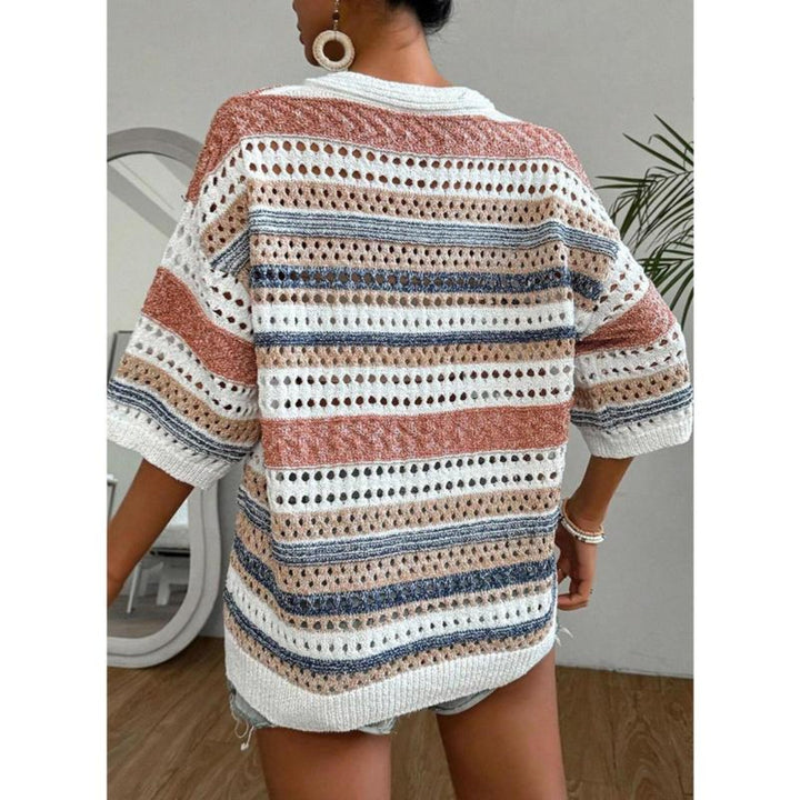 Kelise | Casual Striped Crochet V-Neck Summer Top