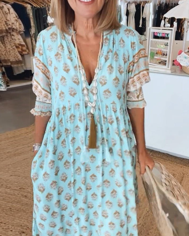 Thea – Chic Floral V-Neck Dress