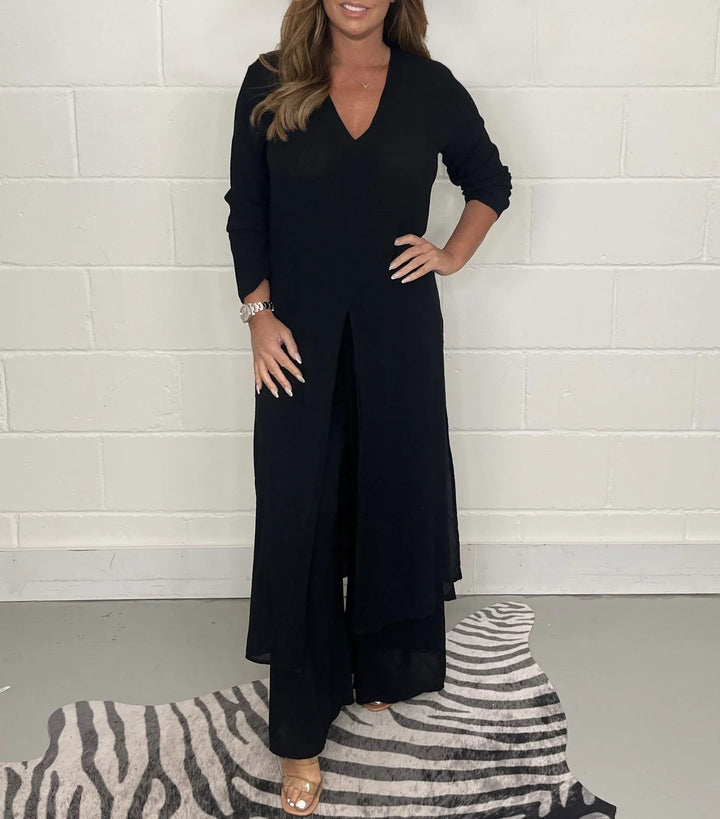 Cherly™ Comfy Two-Piece Set | Flowy Blouse and Wide-Leg Trousers