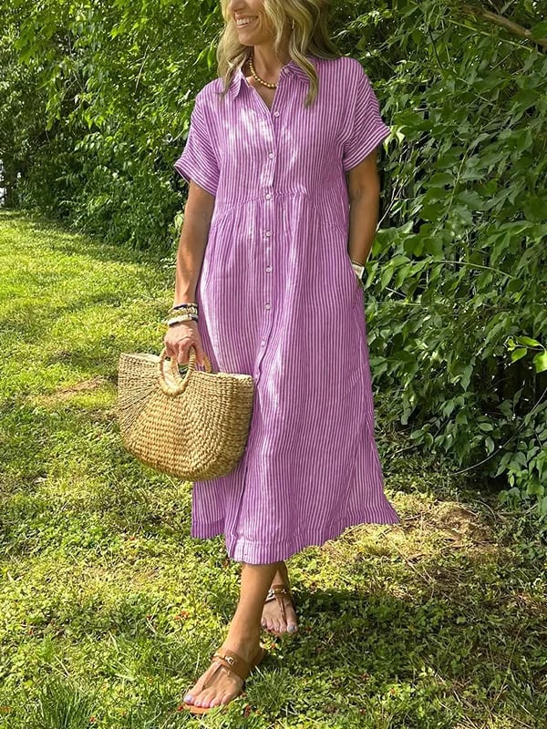 Vanessa - Striped Button-Up Dress