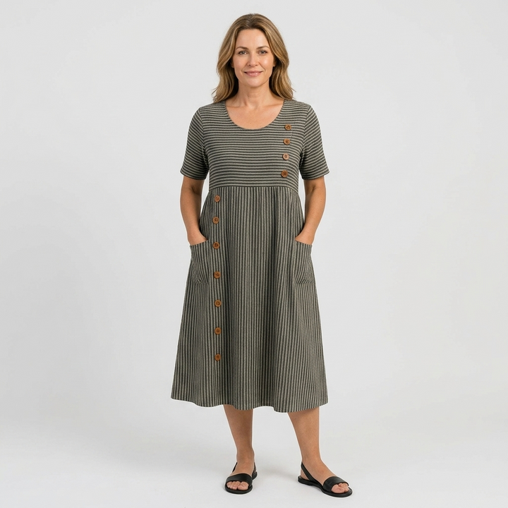 Océane | Striped Midi Dress