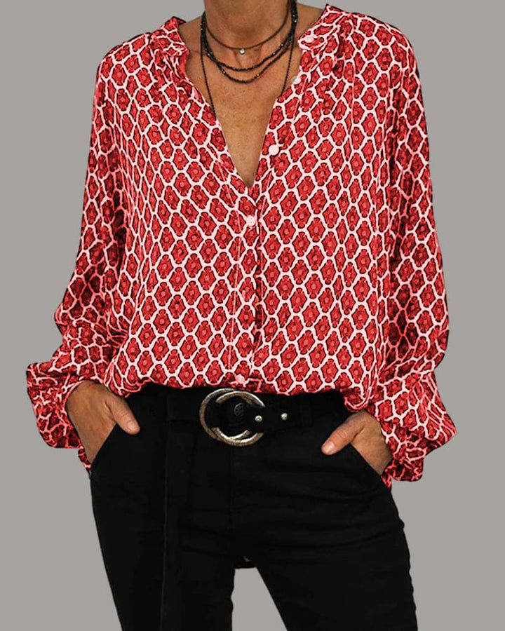 Elvira | Geometric Women V-Neck Blouse